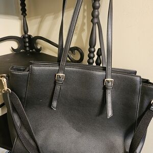 Elegant Black Leather Tote Bag